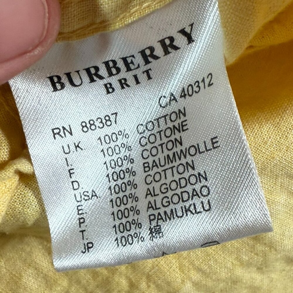 Burberry Brit Mens Long Sleeve Button Shirt Yellow Nova Check Flip Cuff Sz 2XL - Picture 9 of 13